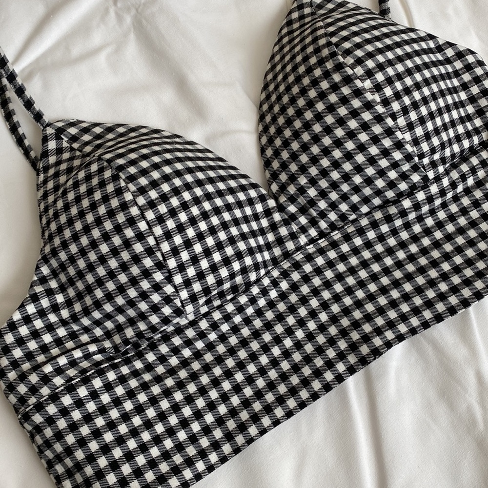 Black/white plaid 2-piece set